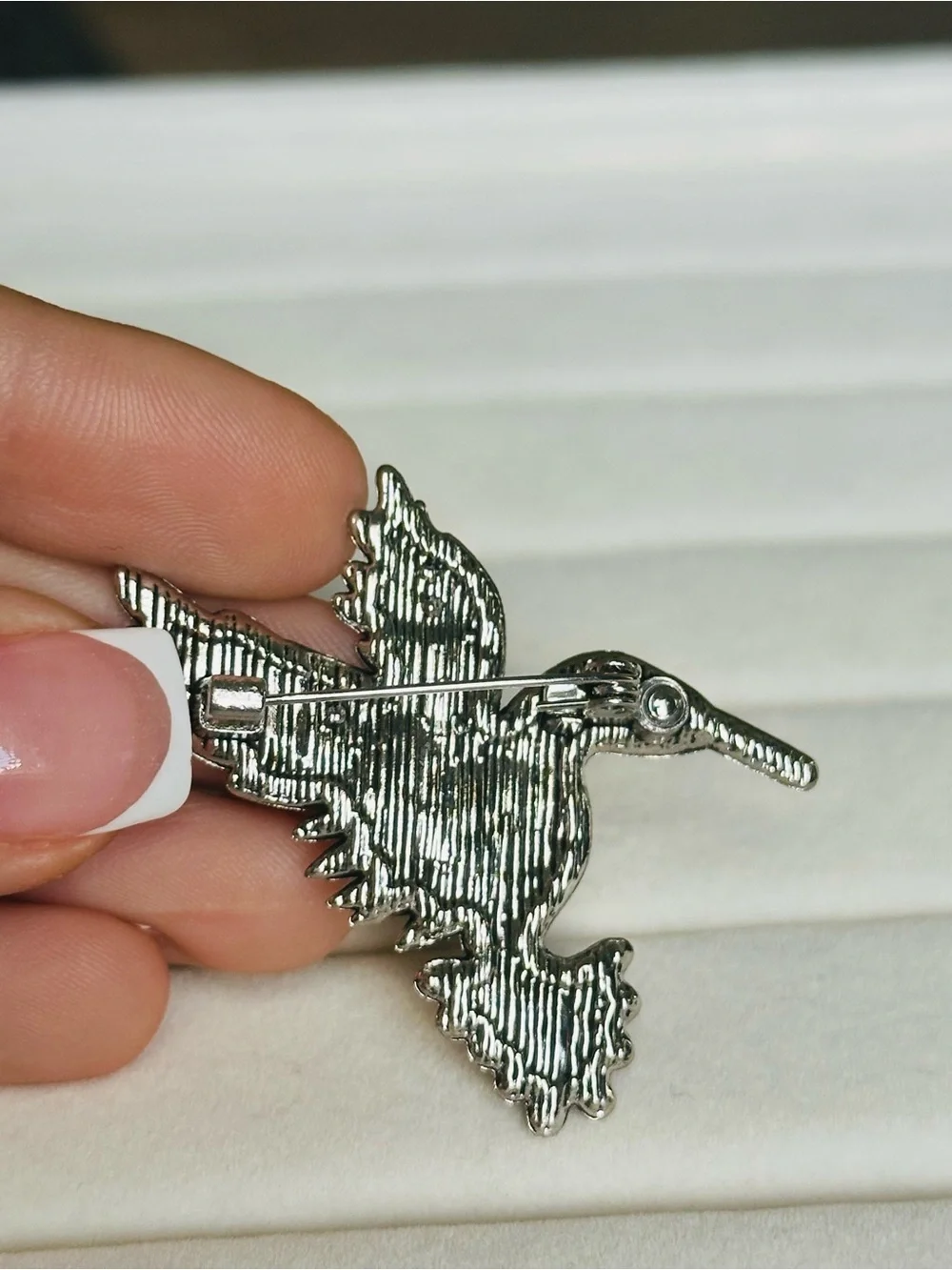 Blue Crystal Hummingbird Bird Brooch NEW